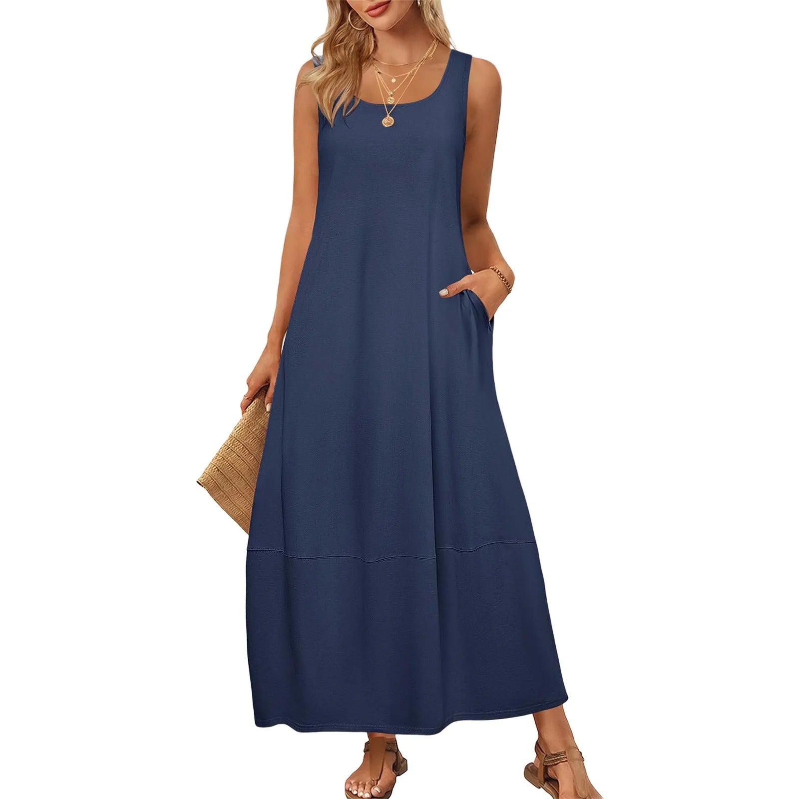 Ärmelloses Sommerkleid mit Taschen | Navando