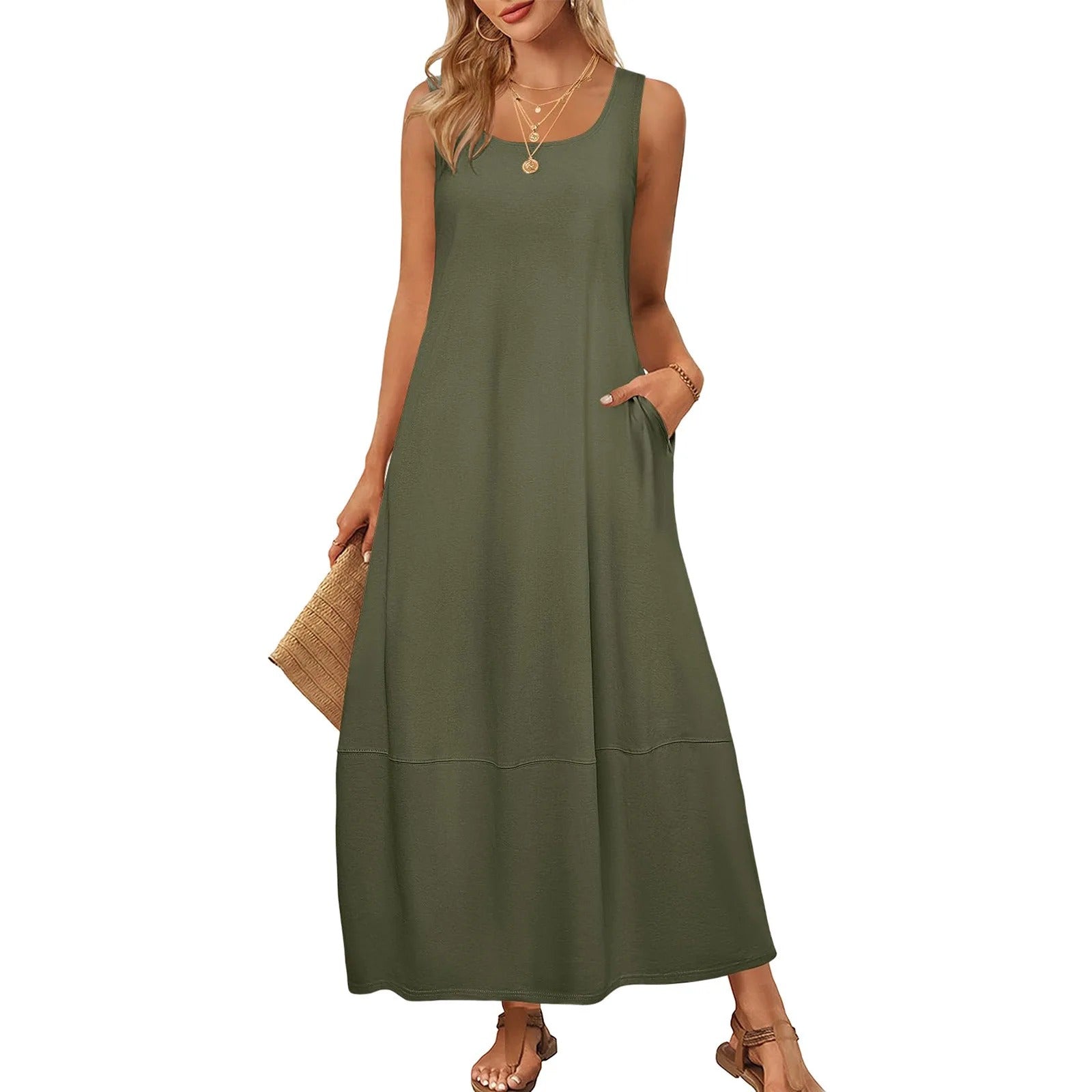 Ärmelloses Sommerkleid mit Taschen | Navando