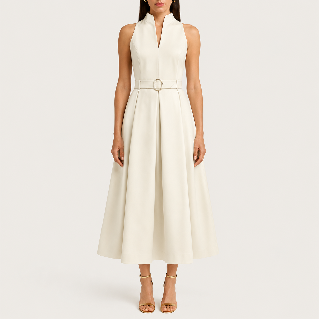 Mouwloze Zwarte Midijurk | Navando