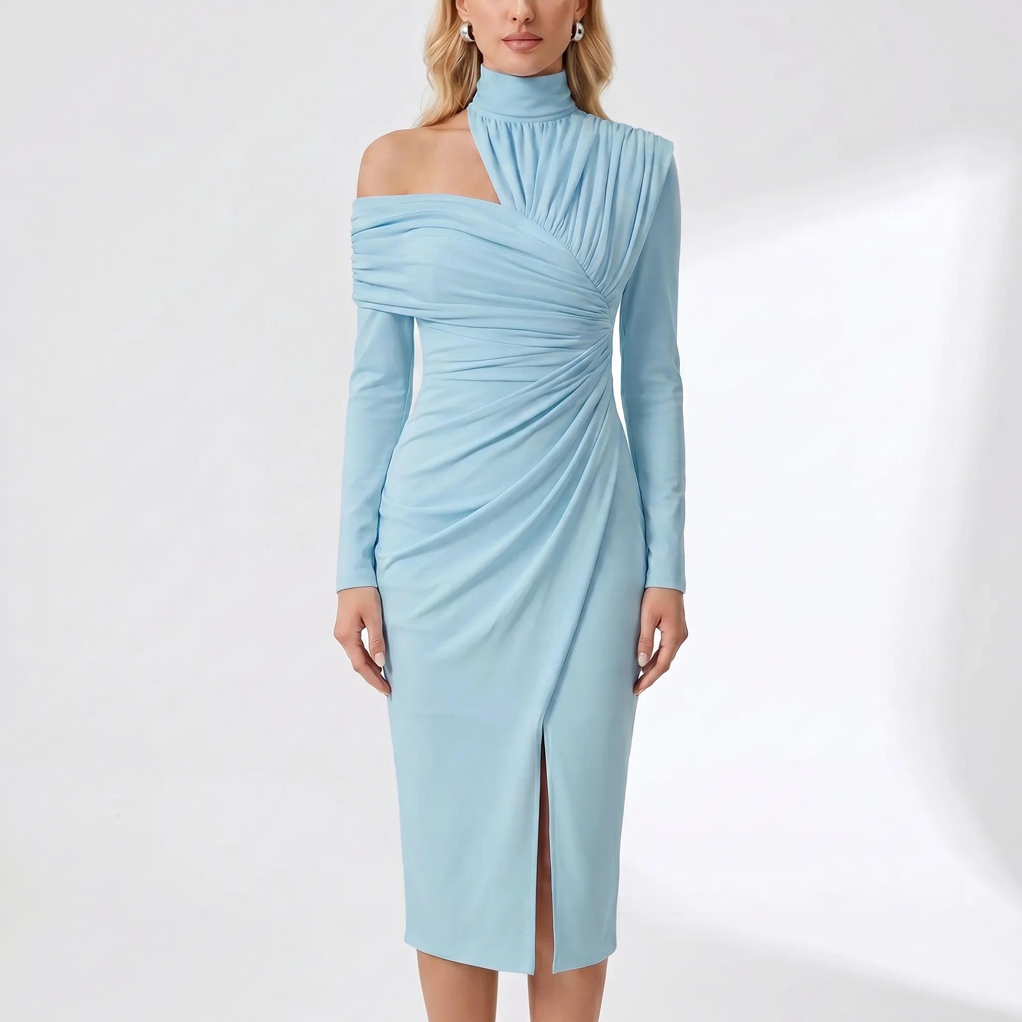 Navando | Asymmetrische Midi-Jurk Met Drapering