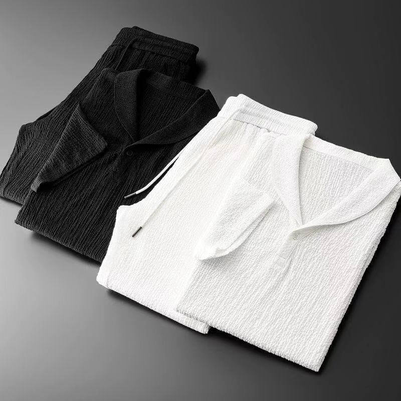 Navando | Casual Heren Set Met Sjaalkraag Top