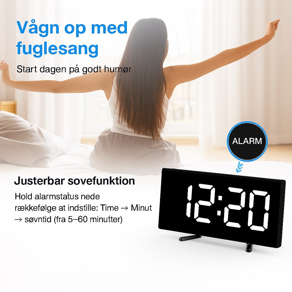 Navando | Digitale Wekker Met Gebogen LED-Display