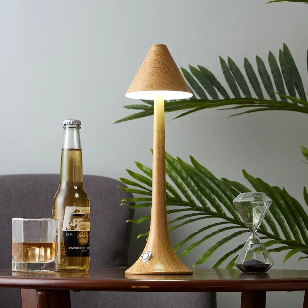 Navando | Draadloze Tafellamp Met Houtlook Afwerking