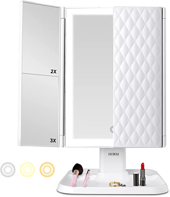 Navando | Drieluik Make-Upspiegel Met LED-Verlichting