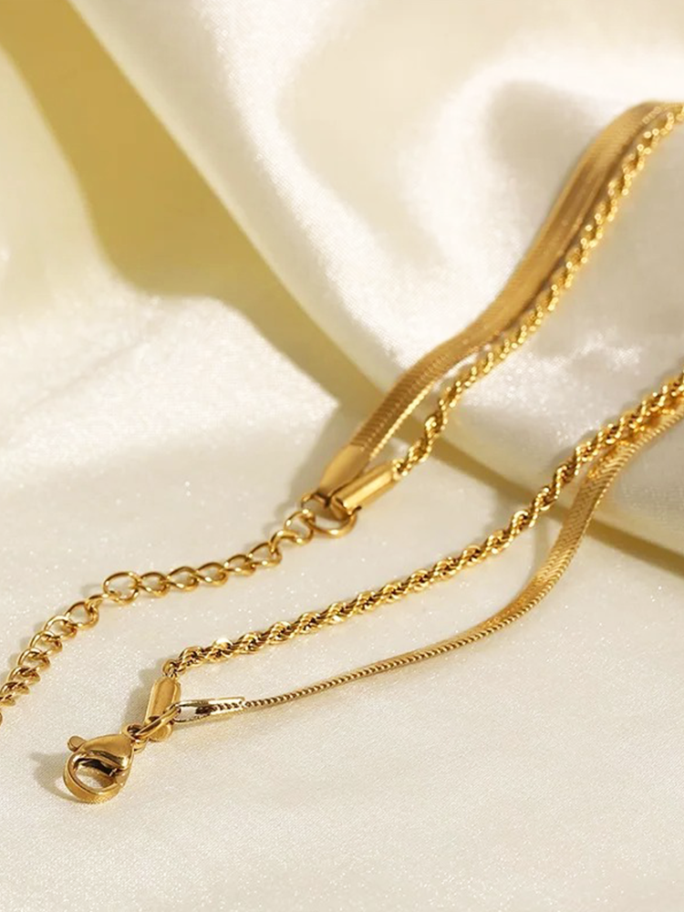 Navando | Dubbel Gelaagde Gouden Halsketting
