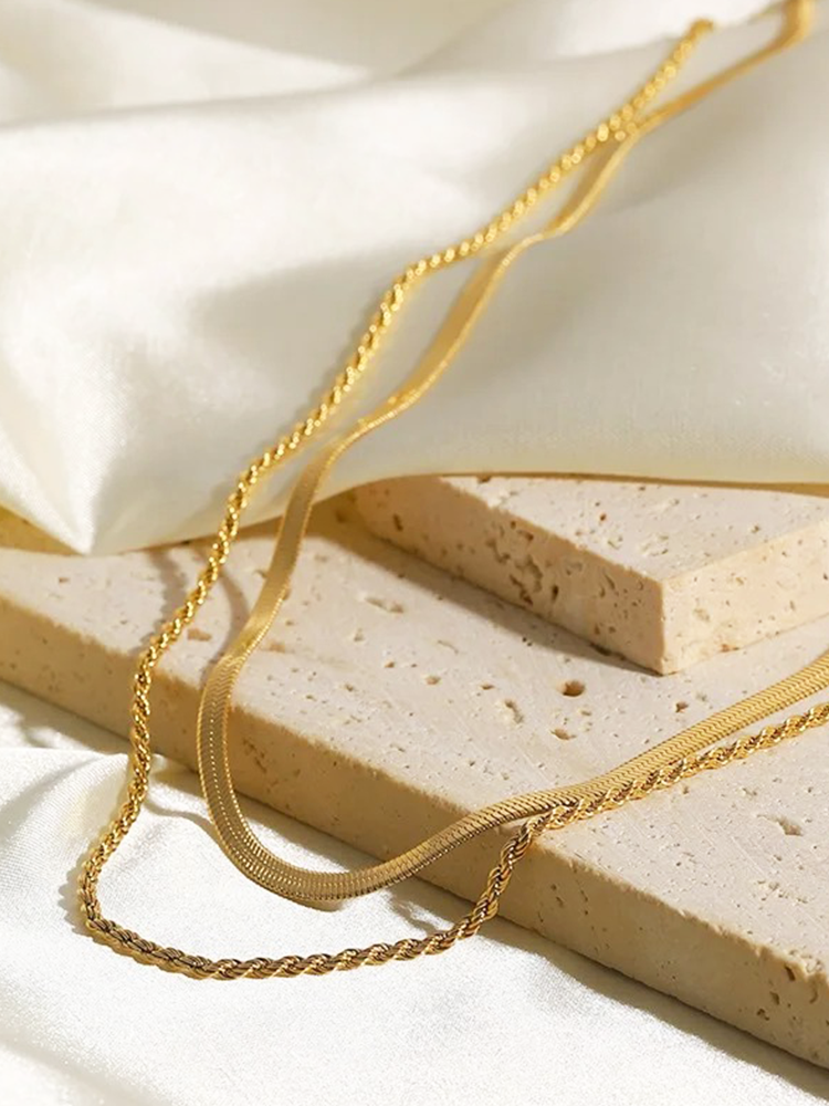 Navando | Dubbel Gelaagde Gouden Halsketting