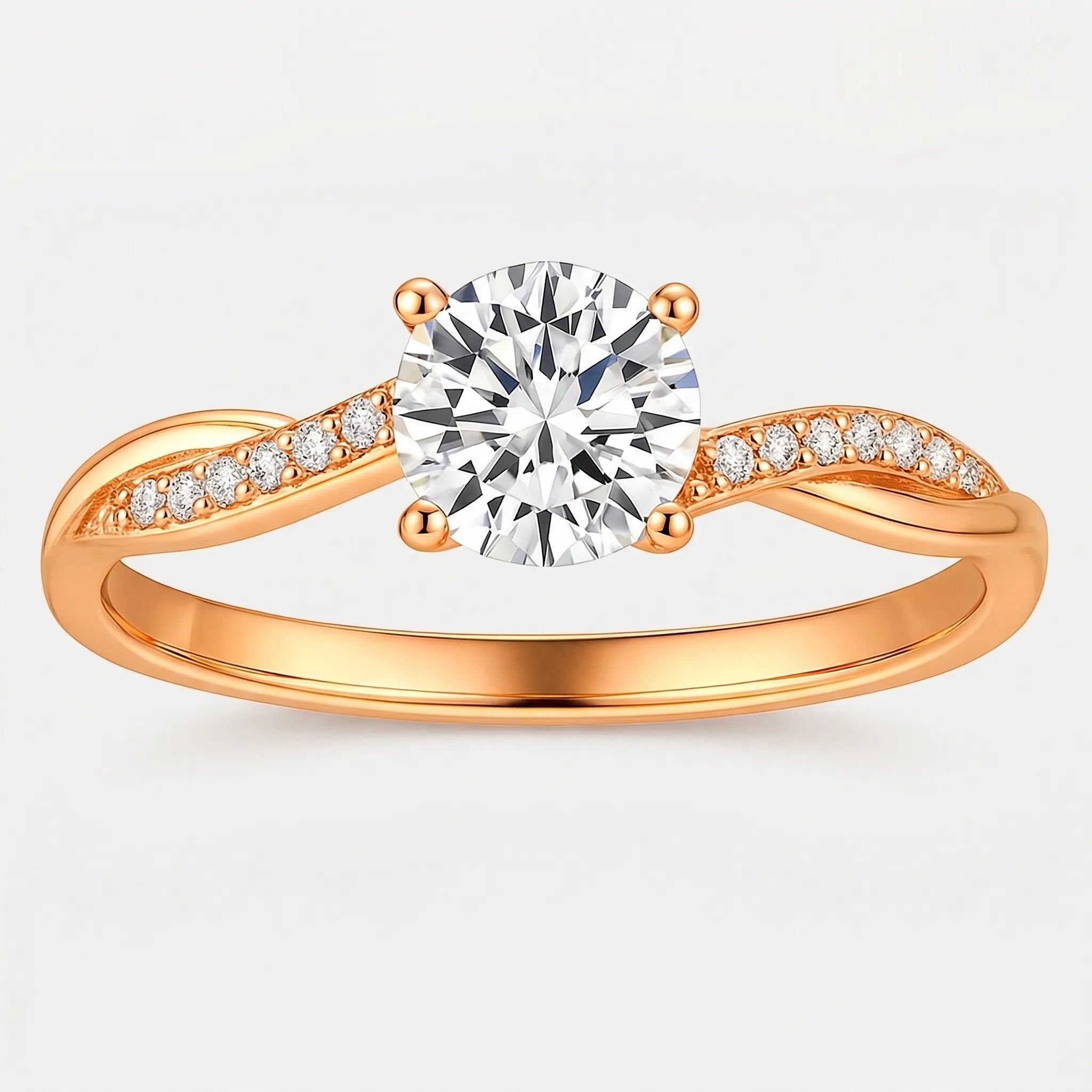Navando | Elegante Ring Met Gedraaide Schacht En Fonkelende Steentjes