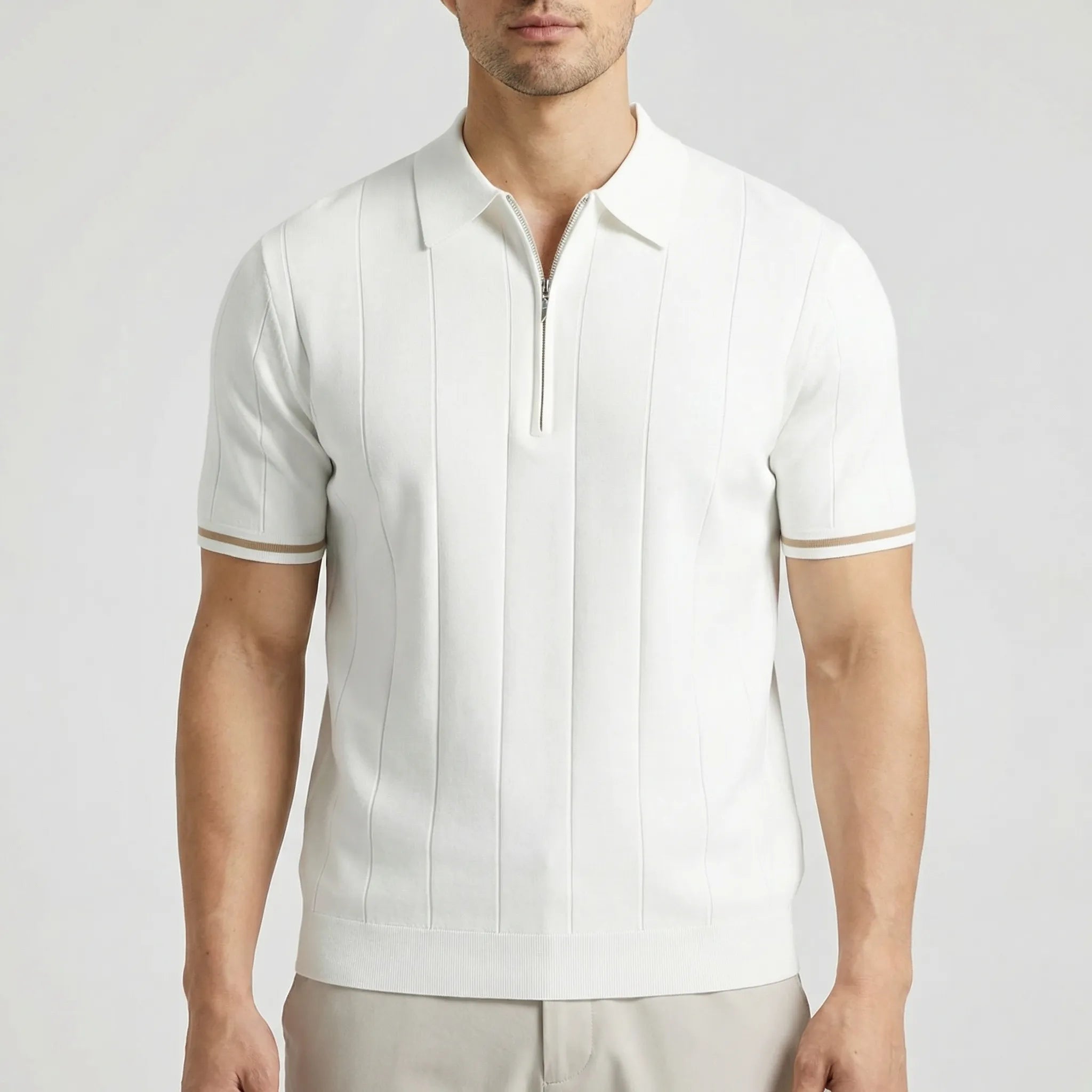 Navando | Gebreid Poloshirt Met Halve Rits