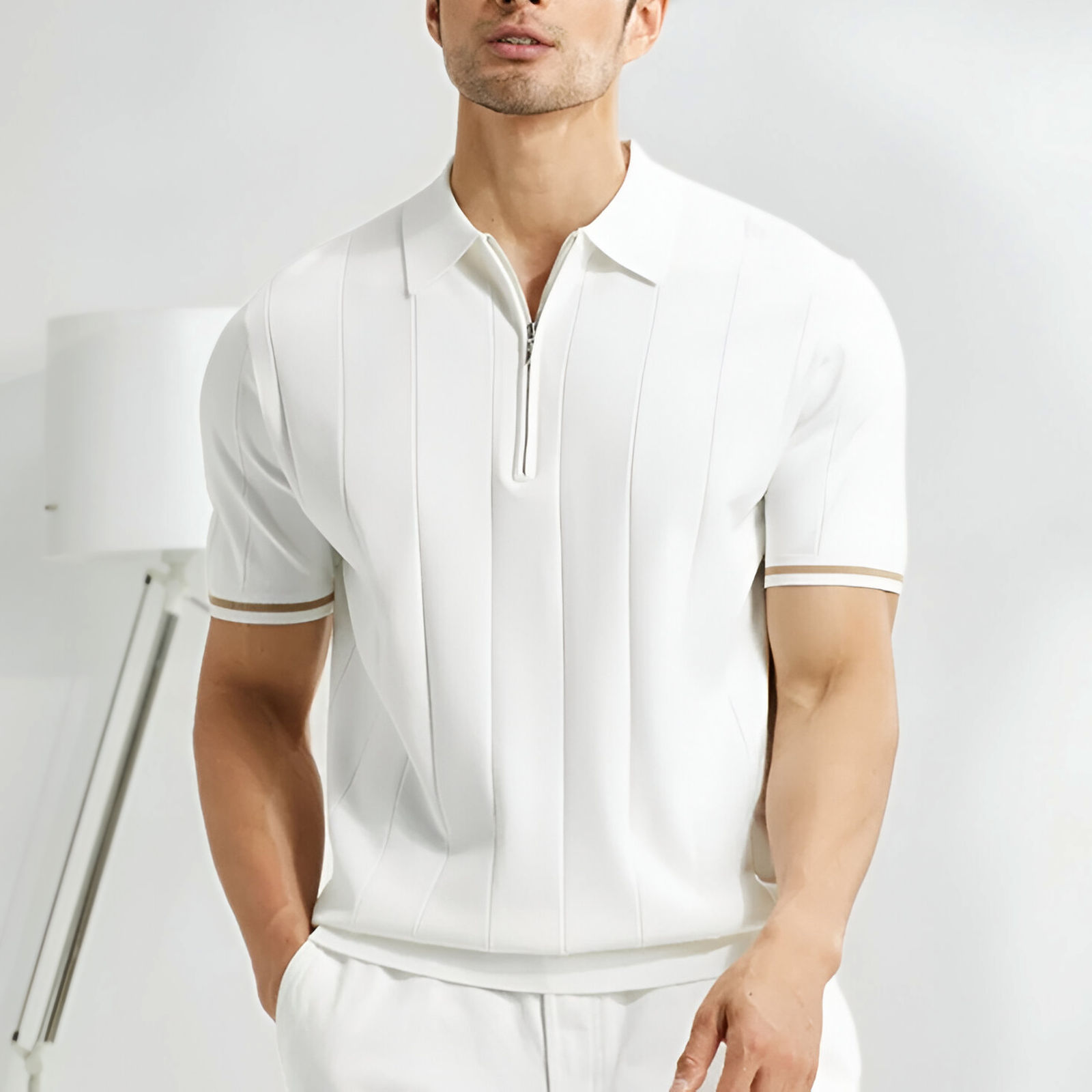 Navando | Gebreid Poloshirt Met Halve Rits