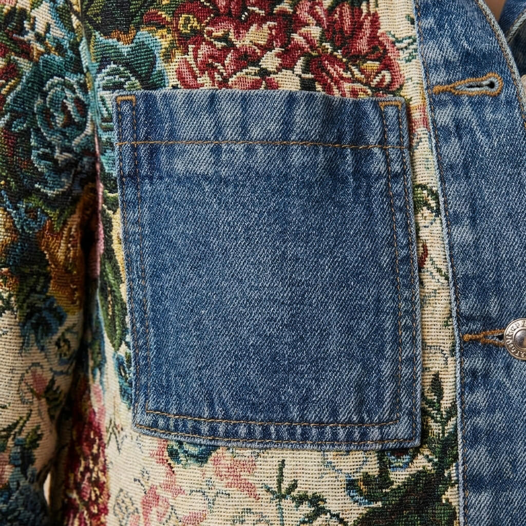 Navando | Gecropte Spijkerjas Met Bloemenprint