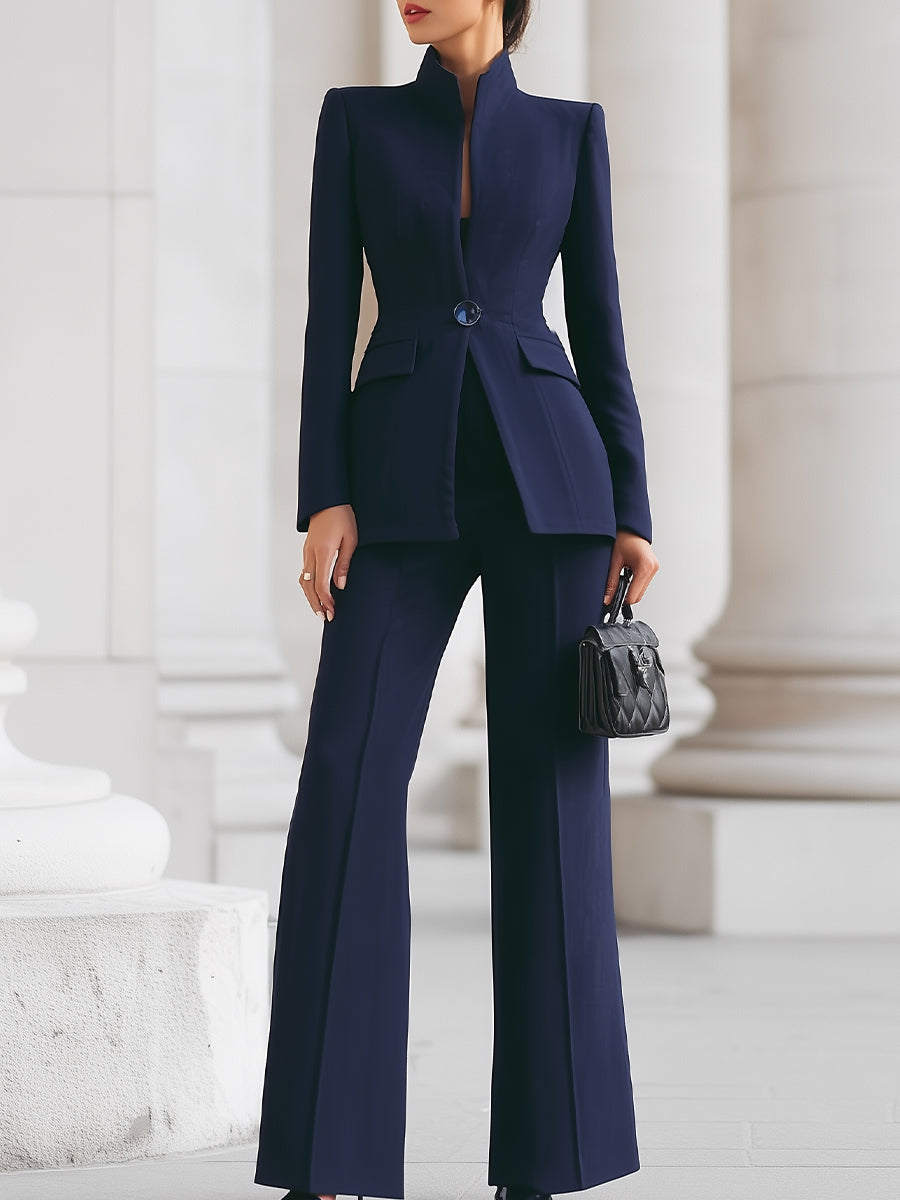 Navando | Getailleerde Blazer Met Wijde Broek