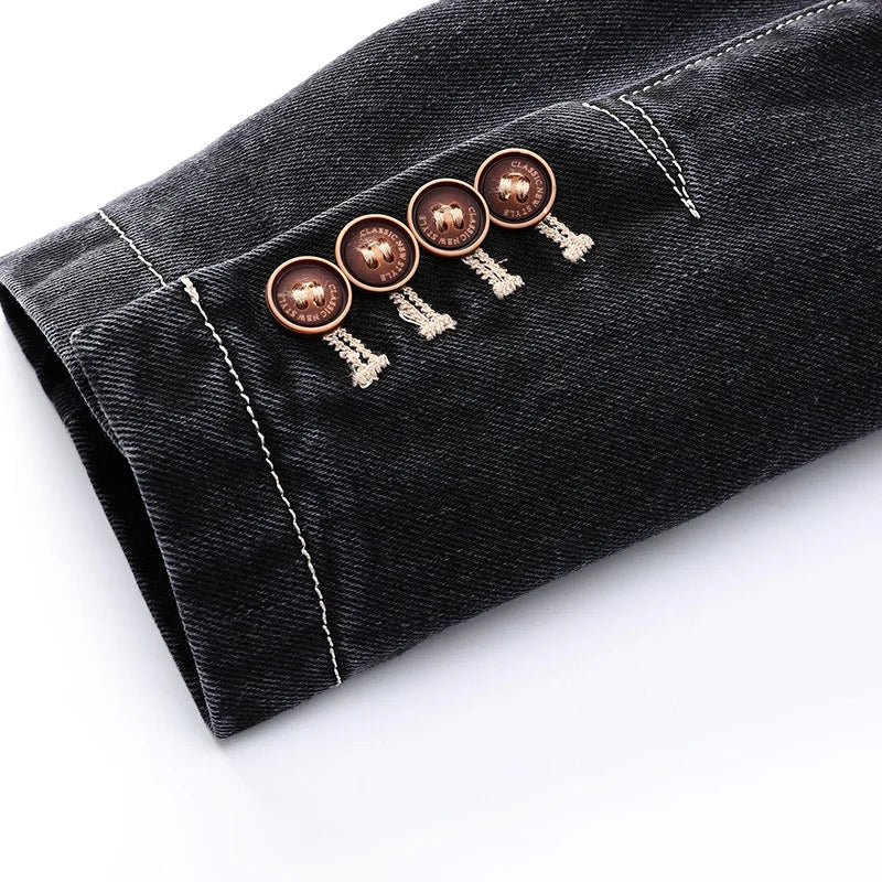 Navando | Getailleerde Denim Blazer Met Vintage Wassing
