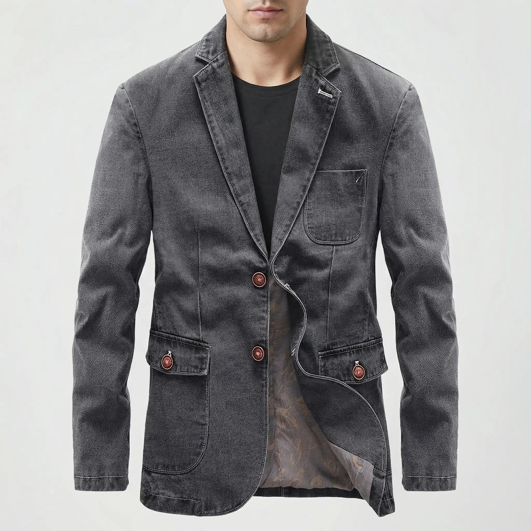 Navando | Getailleerde Denim Blazer Met Vintage Wassing