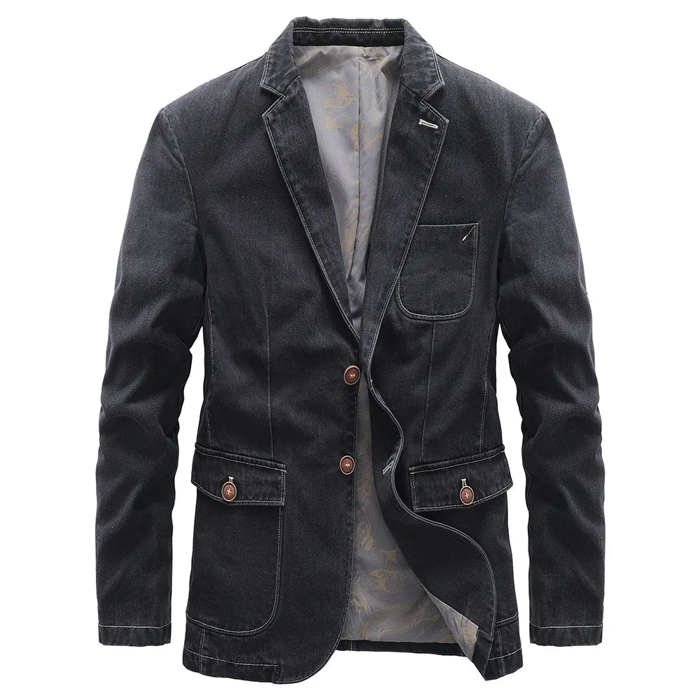 Navando | Getailleerde Denim Blazer Met Vintage Wassing