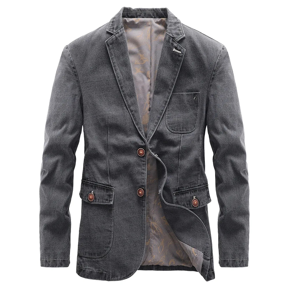 Navando | Getailleerde Denim Blazer Met Vintage Wassing