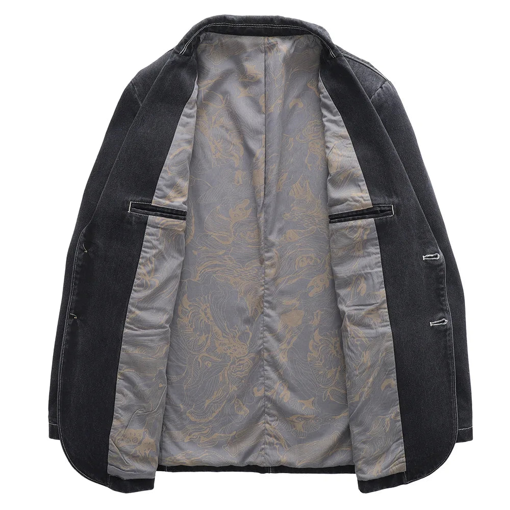 Navando | Getailleerde Denim Blazer Met Vintage Wassing