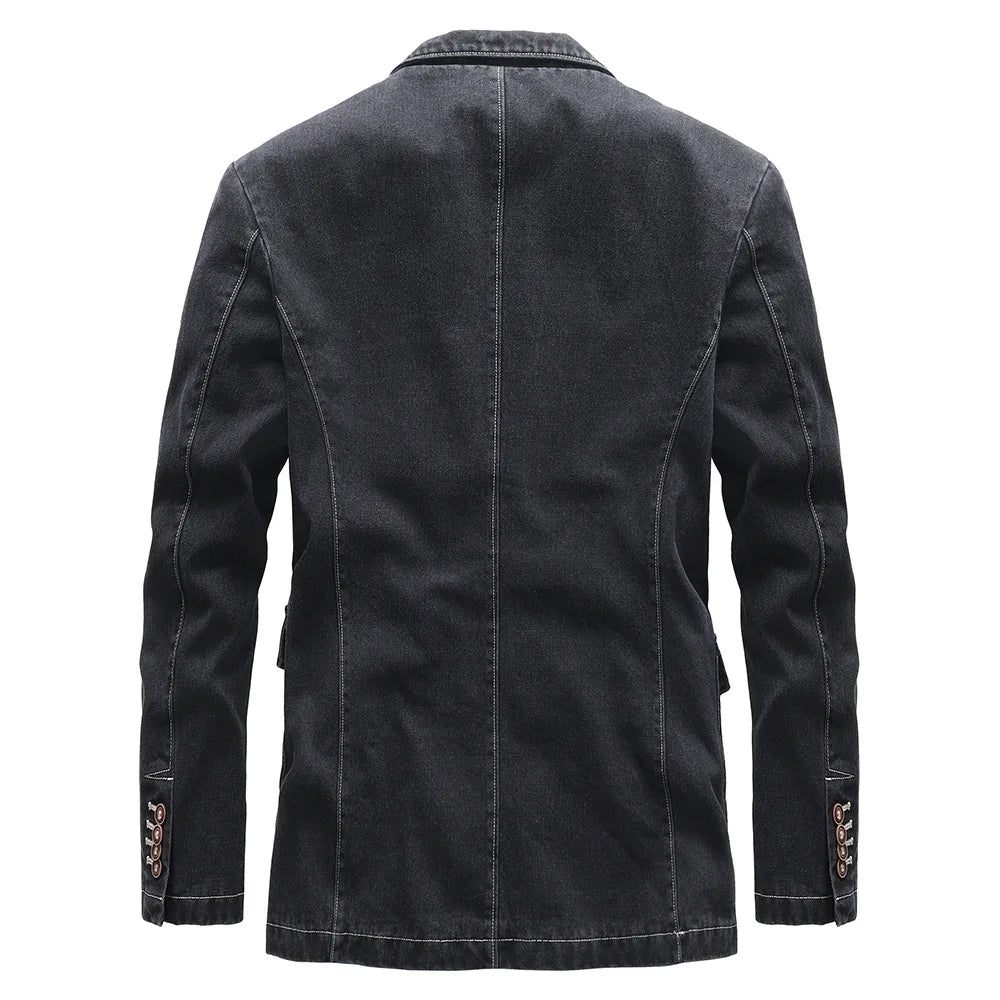 Navando | Getailleerde Denim Blazer Met Vintage Wassing