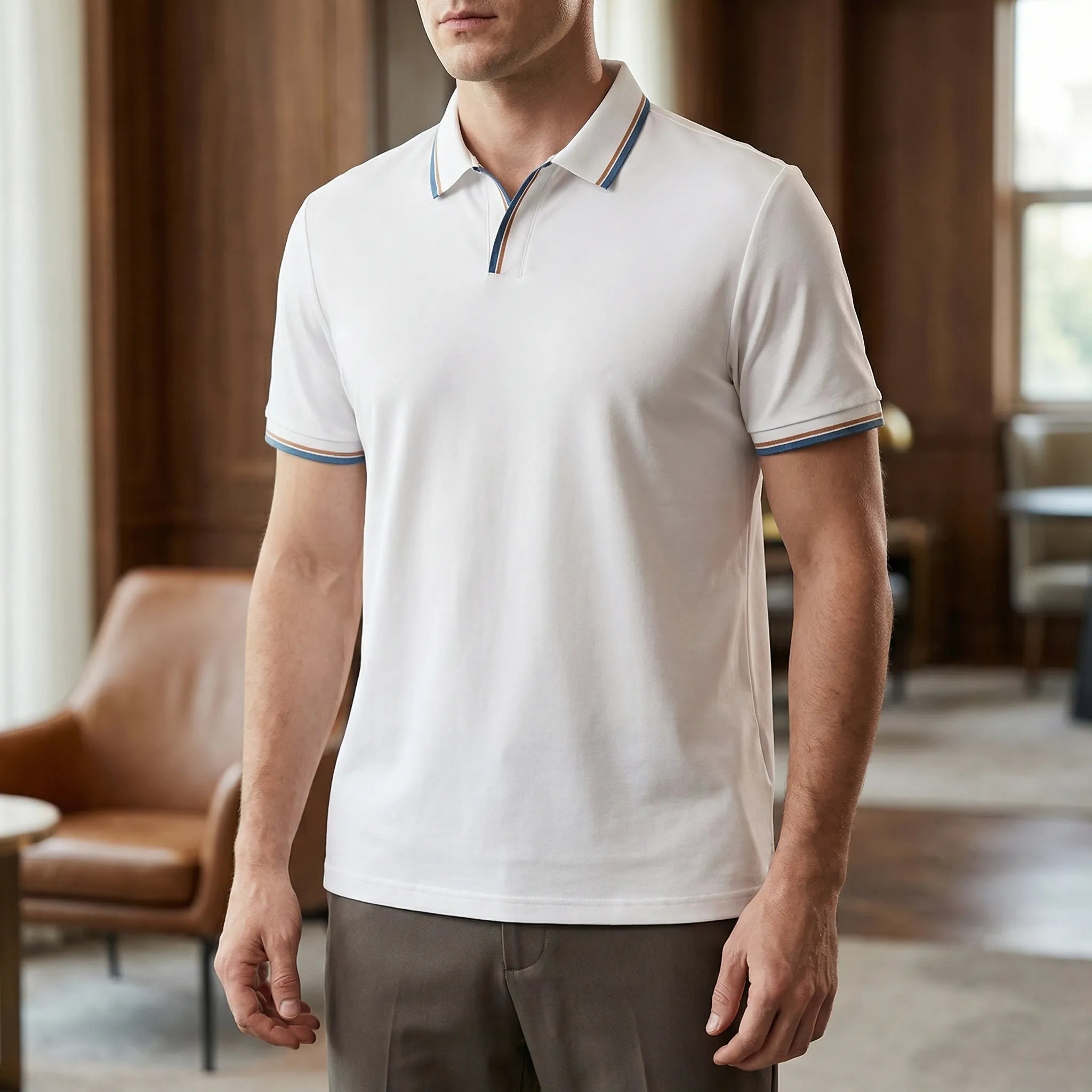 Navando | Getailleerde Heren Poloshirt Met Contrastbies
