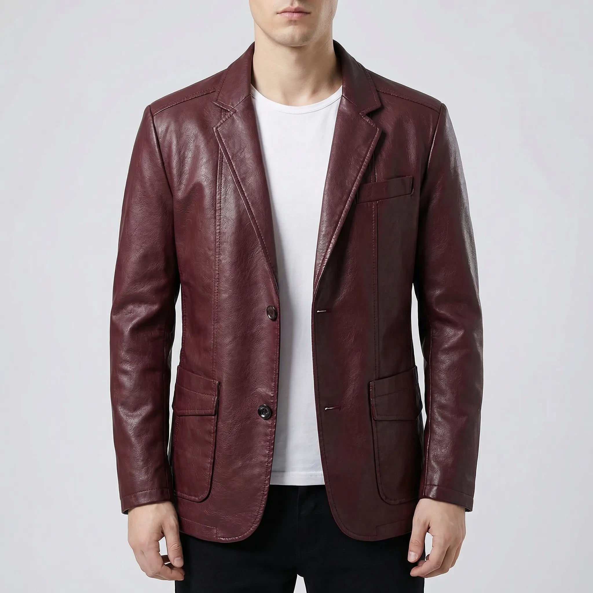 Navando | Getailleerde Leren Blazer Voor Heren