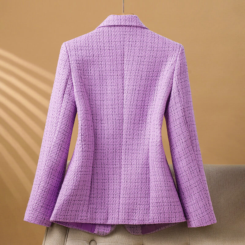 Navando | Getailleerde Tweed Blazer Met Perlknoop