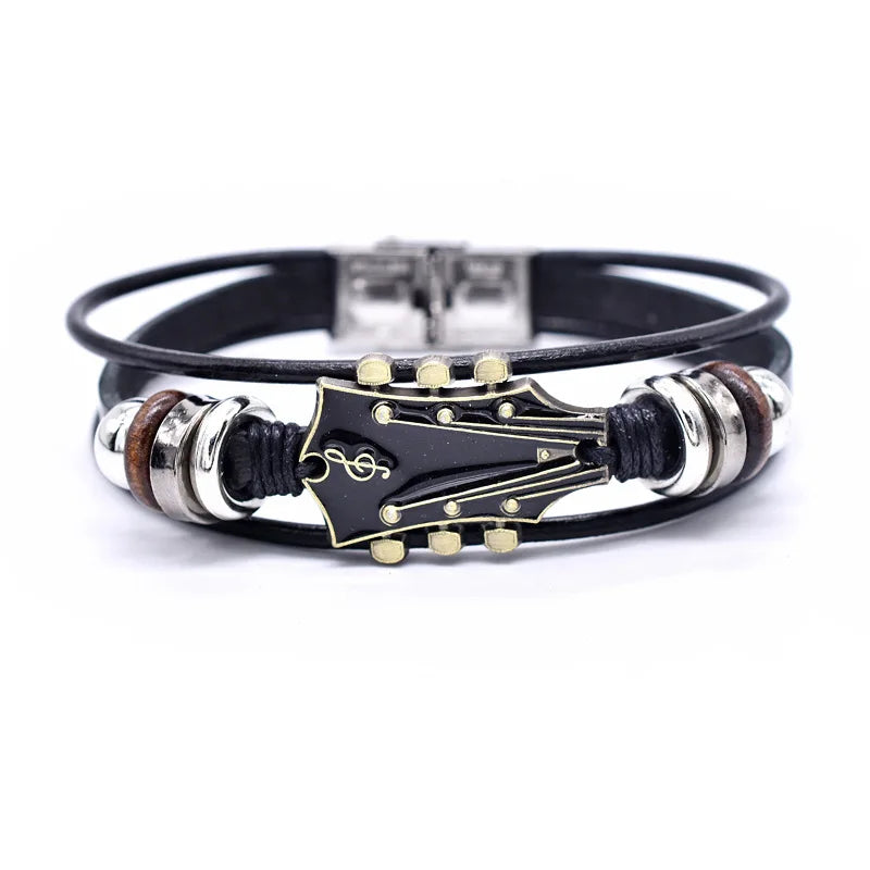 Navando | Gevlochten Armband Met Gitaarhanger