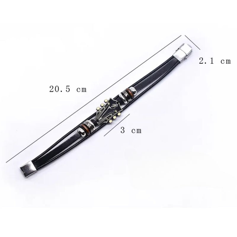 Navando | Gevlochten Armband Met Gitaarhanger