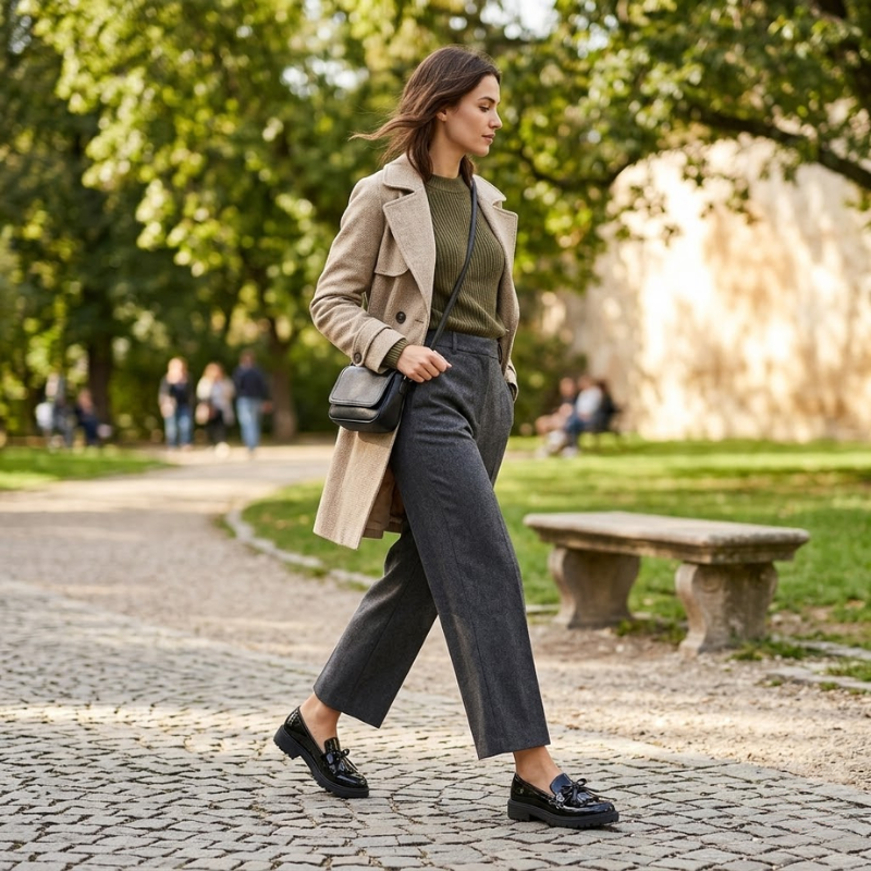 Navando | Glanzende Loafer Met Kwastjesdetail
