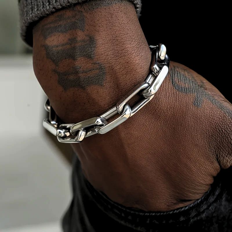 Navando | Grove Schakelarmband Met Spiegelglans