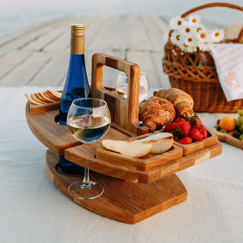 Navando | Inklapbare Picknicktafel Met Wijnglashouder