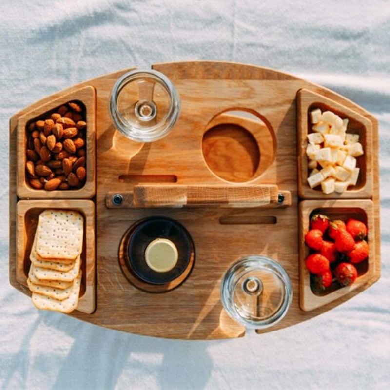 Navando | Inklapbare Picknicktafel Met Wijnglashouder
