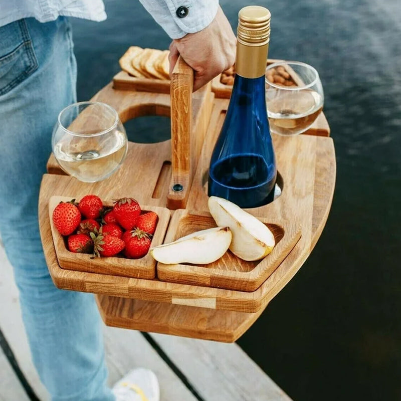 Navando | Inklapbare Picknicktafel Met Wijnglashouder