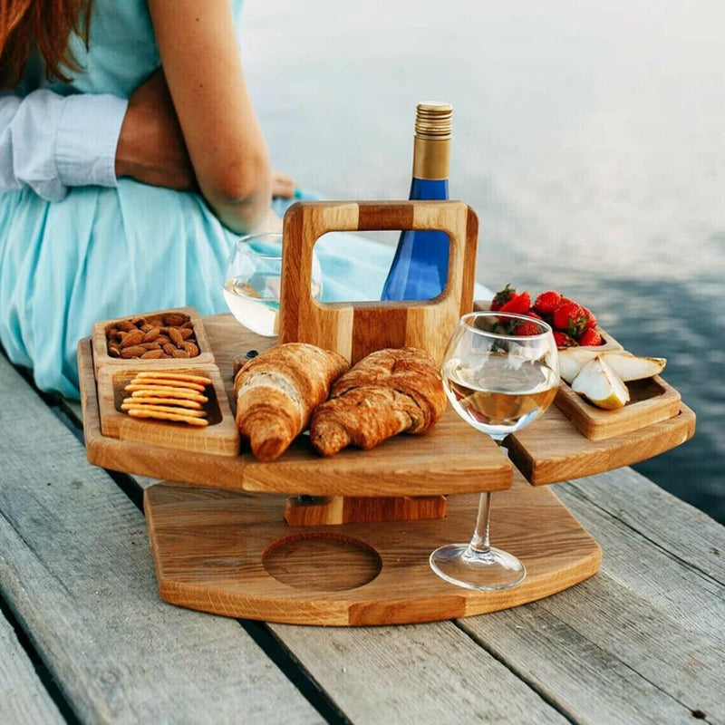 Navando | Inklapbare Picknicktafel Met Wijnglashouder