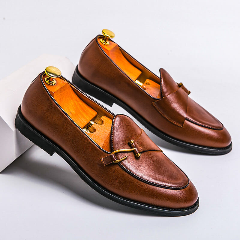 Navando | Klassieke Heren Loafer Met Gouden Gesp