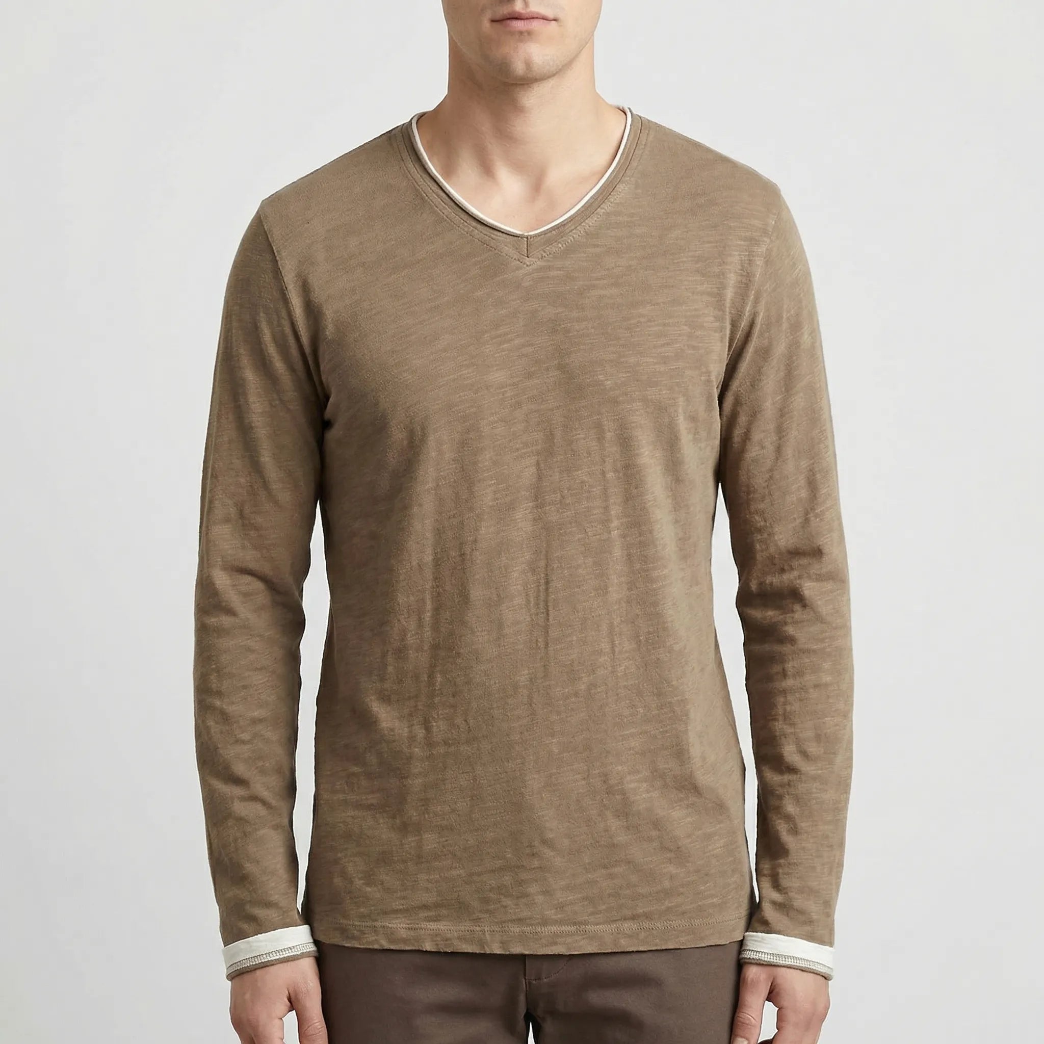 Navando | Langarmshirt Met Contrasterende Afwerking
