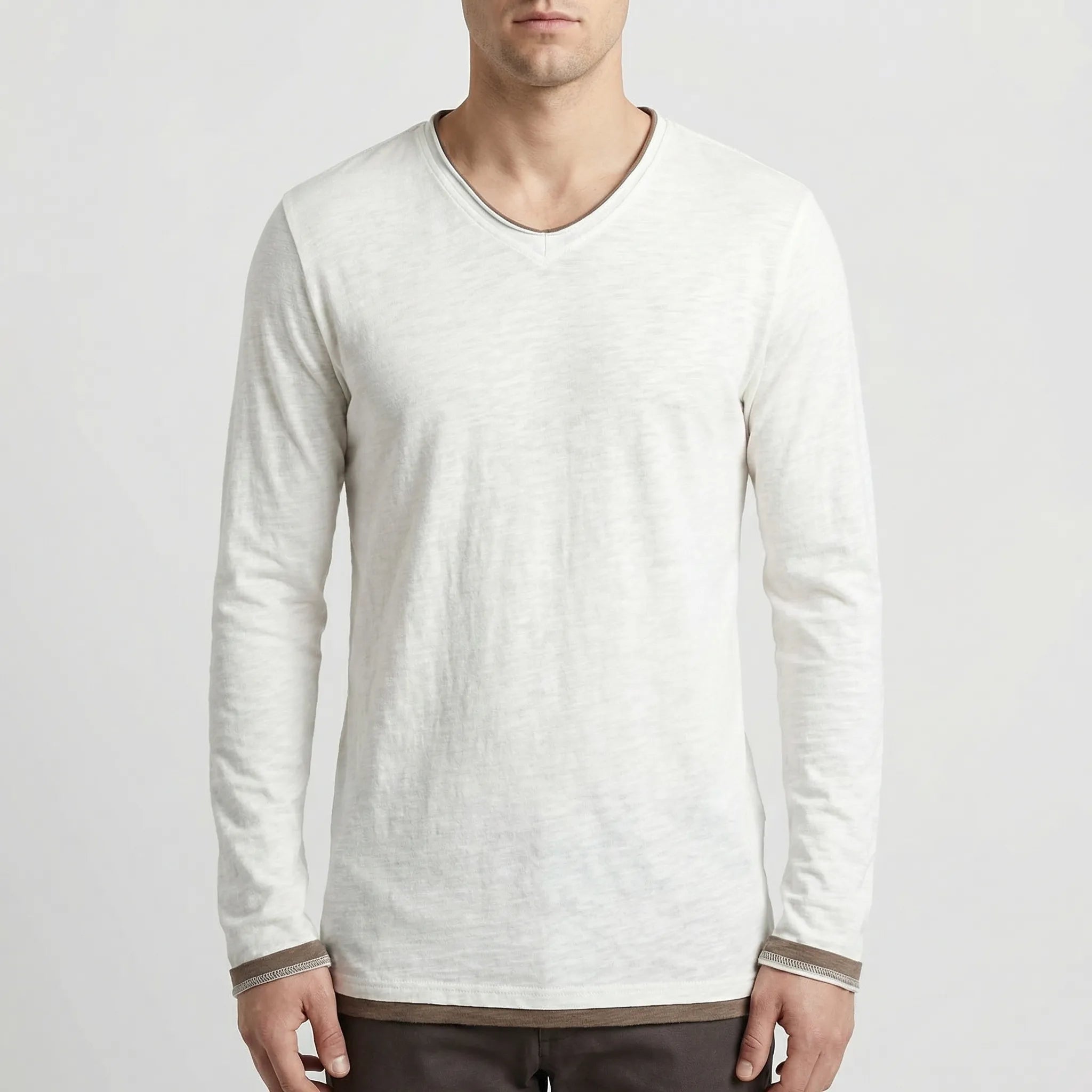 Navando | Langarmshirt Met Contrasterende Afwerking