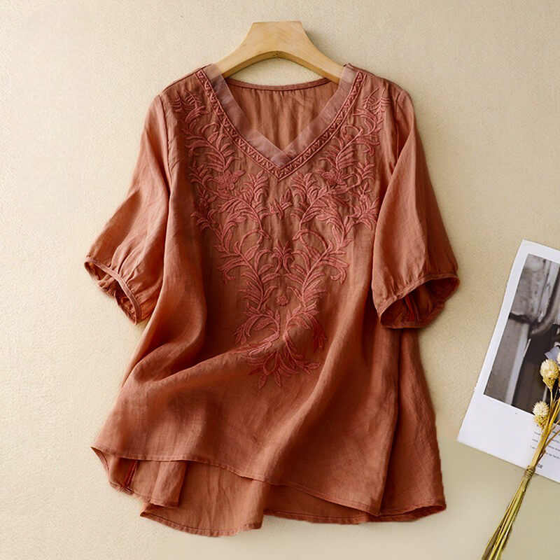 Navando | Luchtige Blouse Met Bloemenborduursels