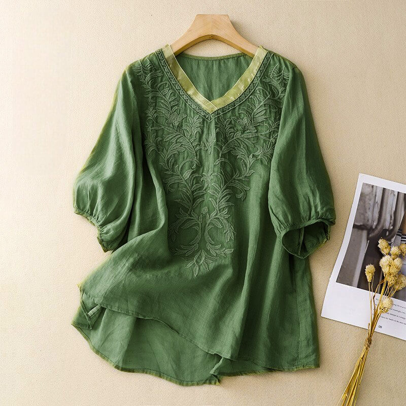 Navando | Luchtige Blouse Met Bloemenborduursels