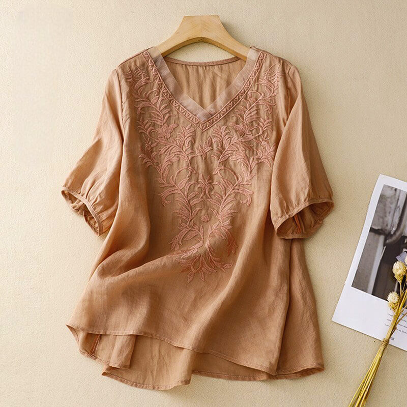 Navando | Luchtige Blouse Met Bloemenborduursels