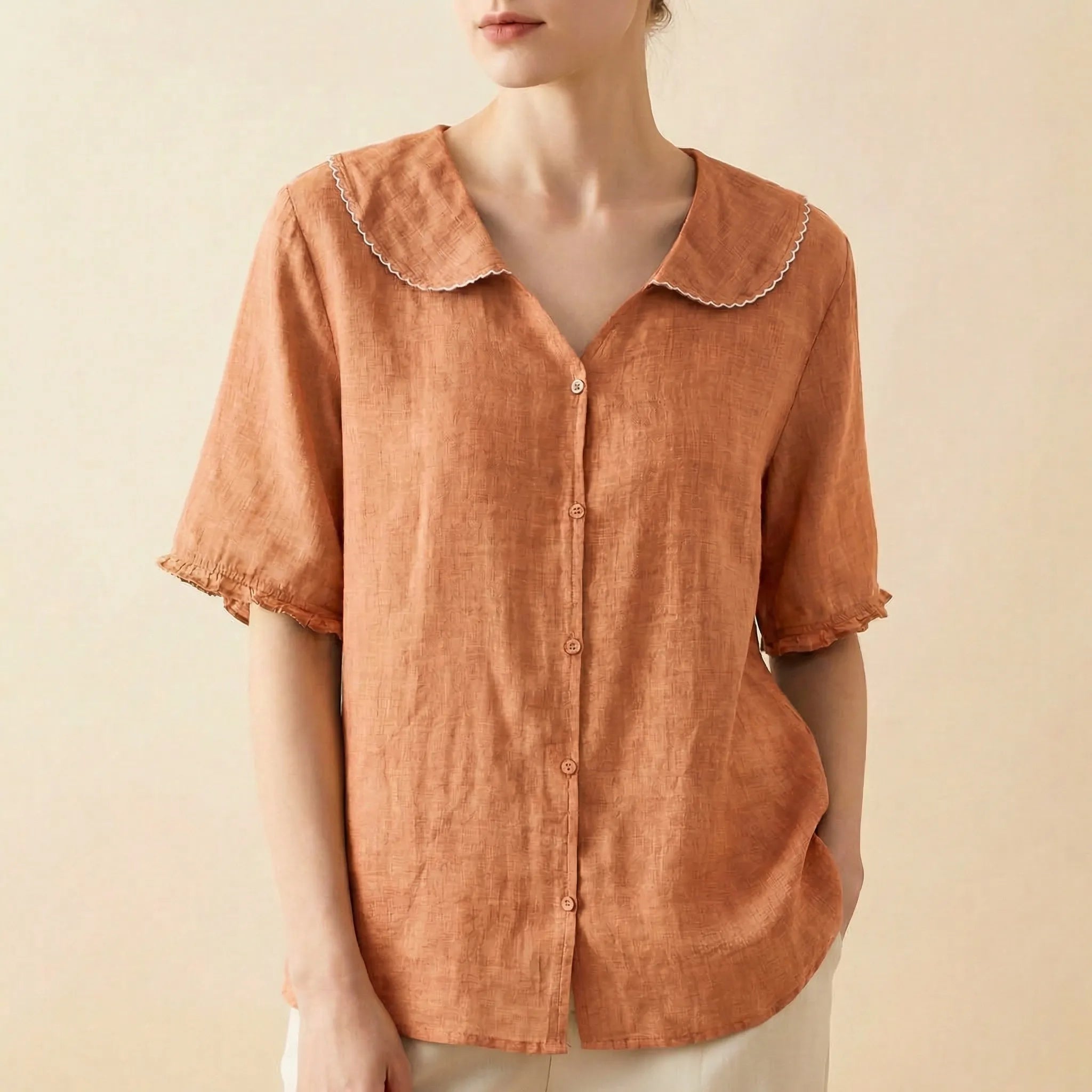 Navando | Luchtige Blouse Met Brede Scallop-Kraag