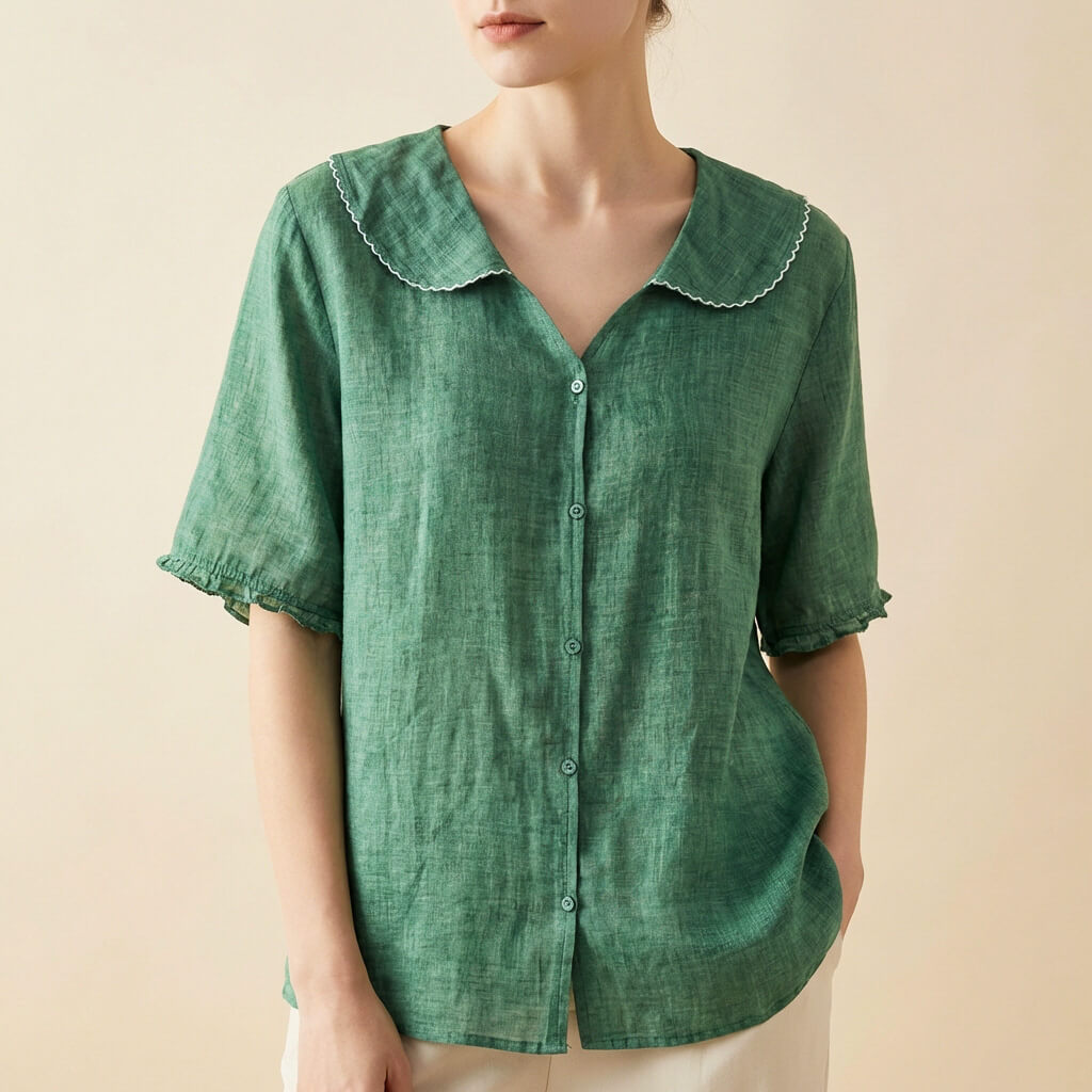 Navando | Luchtige Blouse Met Brede Scallop-Kraag