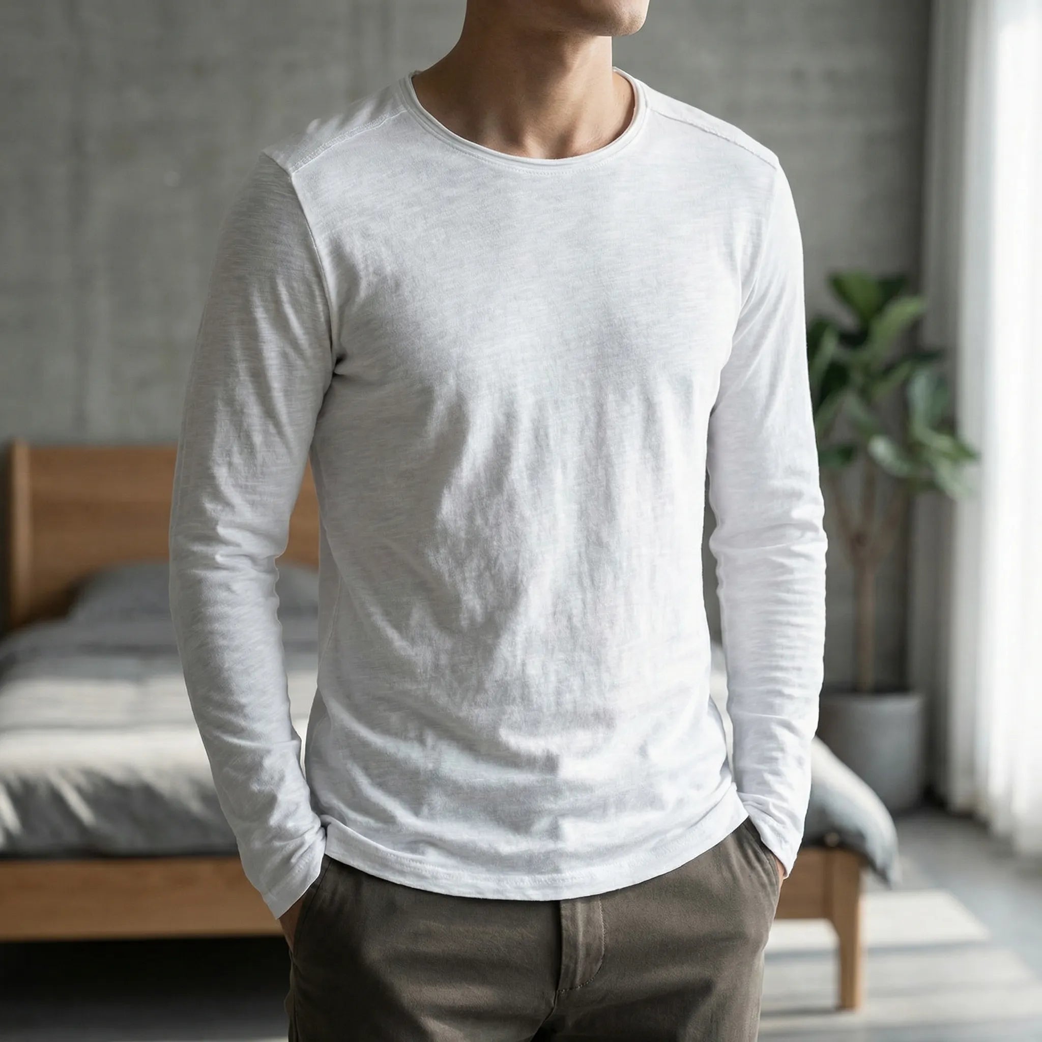 Navando | Minimalistische Longsleeve Met Ronde Hals