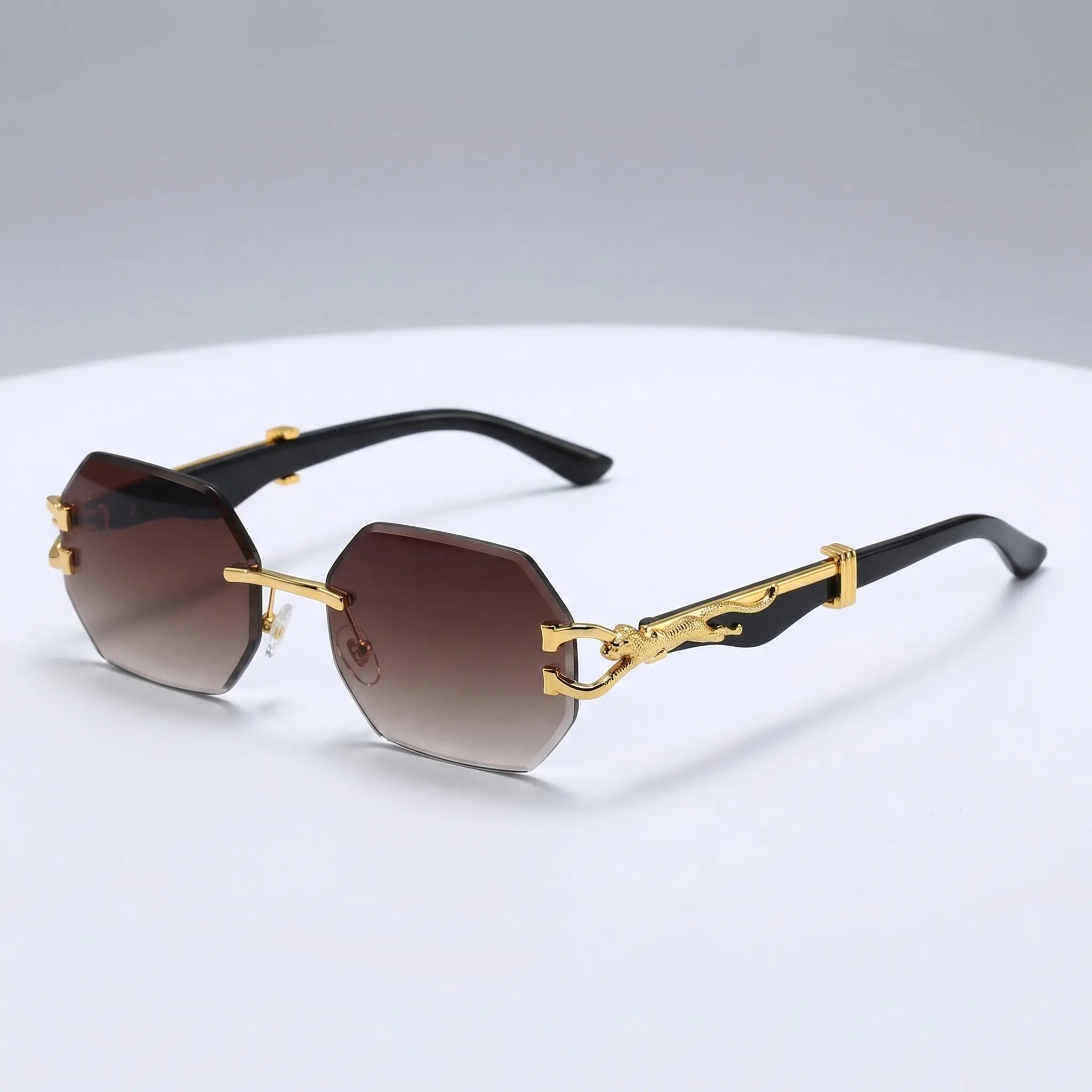 Navando | Randloze Zonnebril Met Pantherdetail