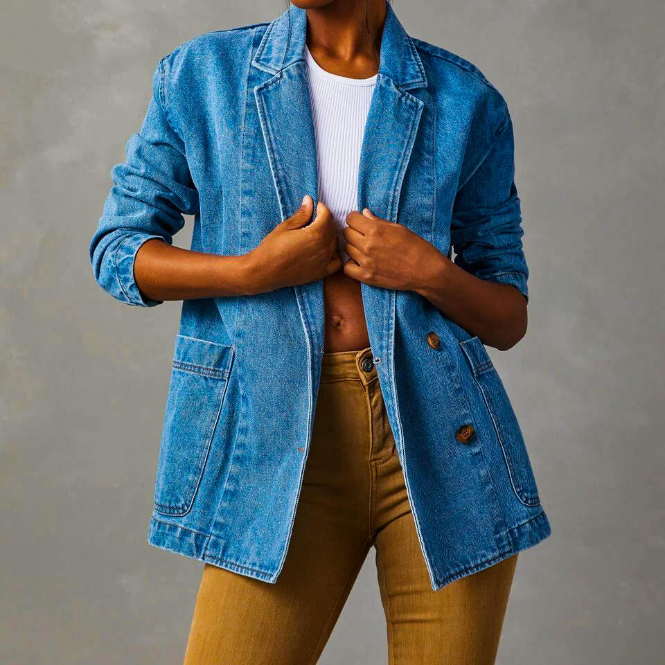 Navando | Relaxed Denim Blazer Met Knoopsluiting