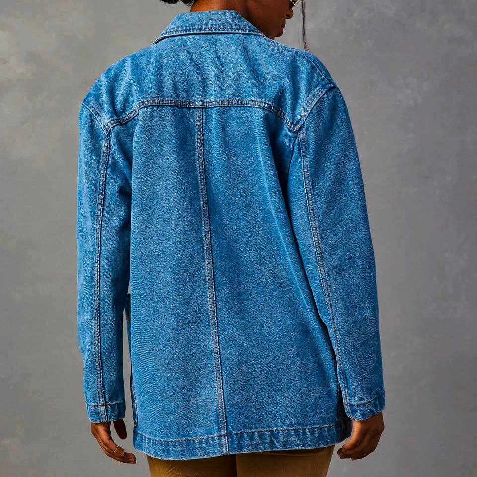 Navando | Relaxed Denim Blazer Met Knoopsluiting