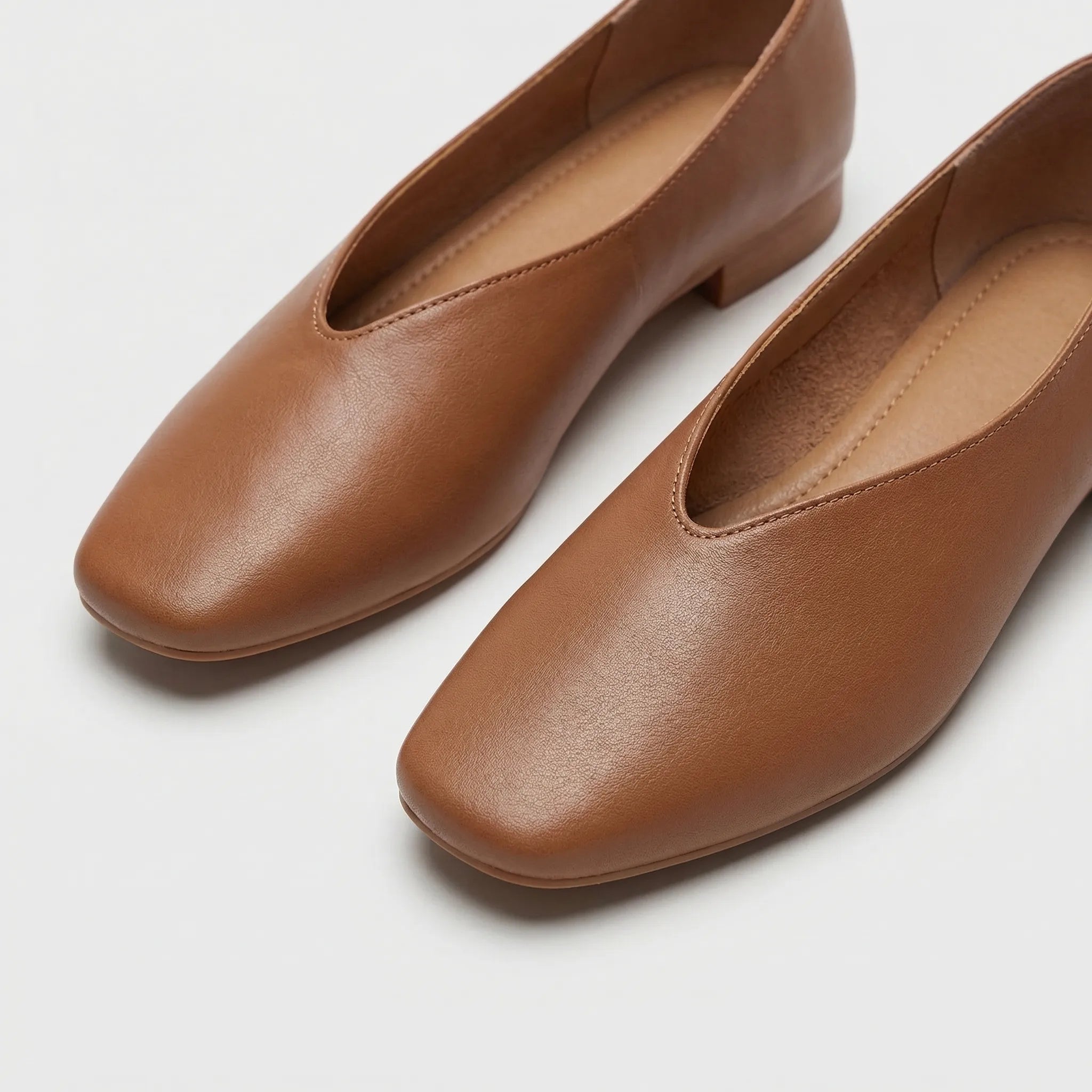 Navando | Retro Platte Schoen Met Vierkante Neus