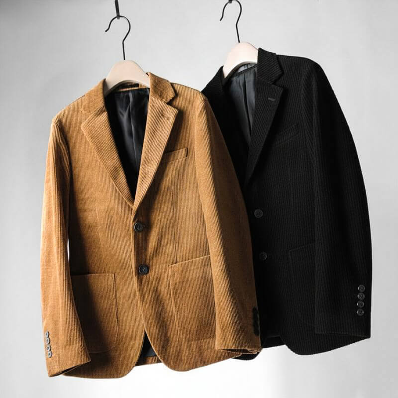 Navando | Ribfluwelen Blazer Met Inkepingsrevers