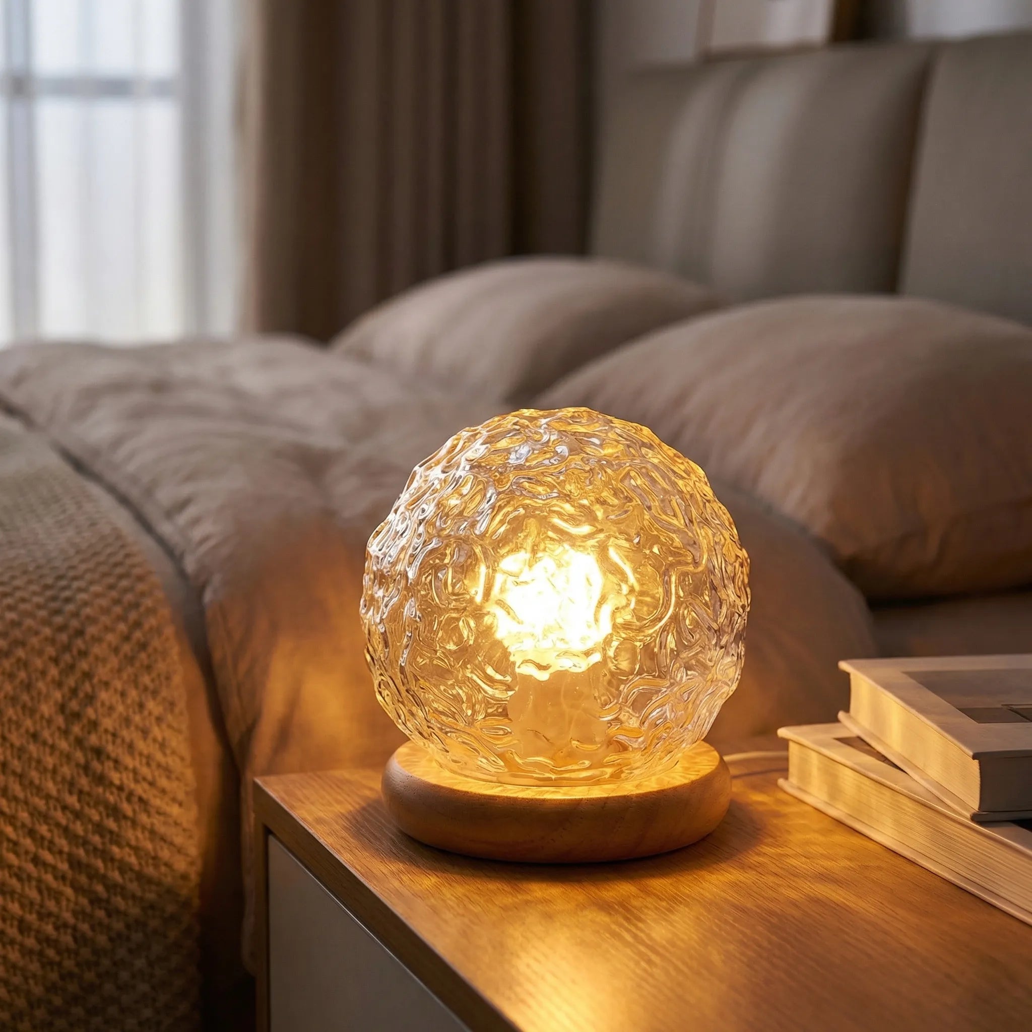 Navando | Ronde Projectietafellamp Met Golvenpatroon