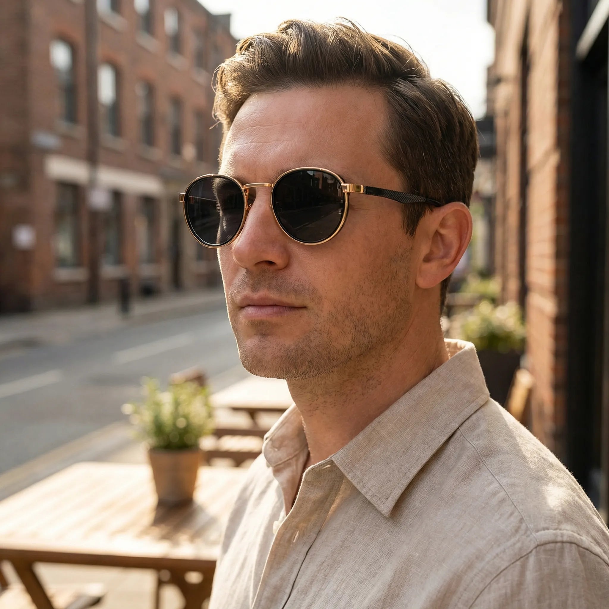 Navando | Ronde Retro Zonnebril Met Metalen Montuur