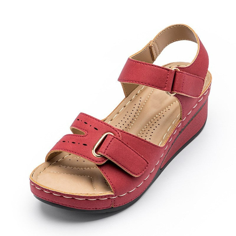 Navando | Sandaal Met Sleehak En Klittenbandsluiting
