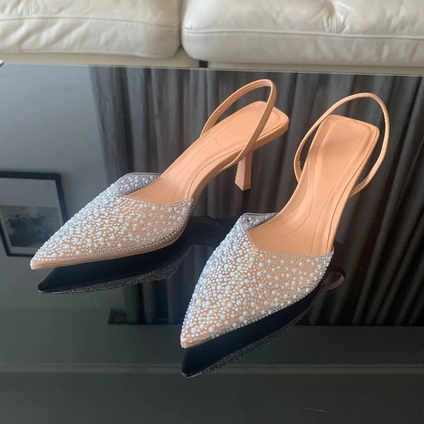 Navando | Spitse Slingback Pump Met Parel